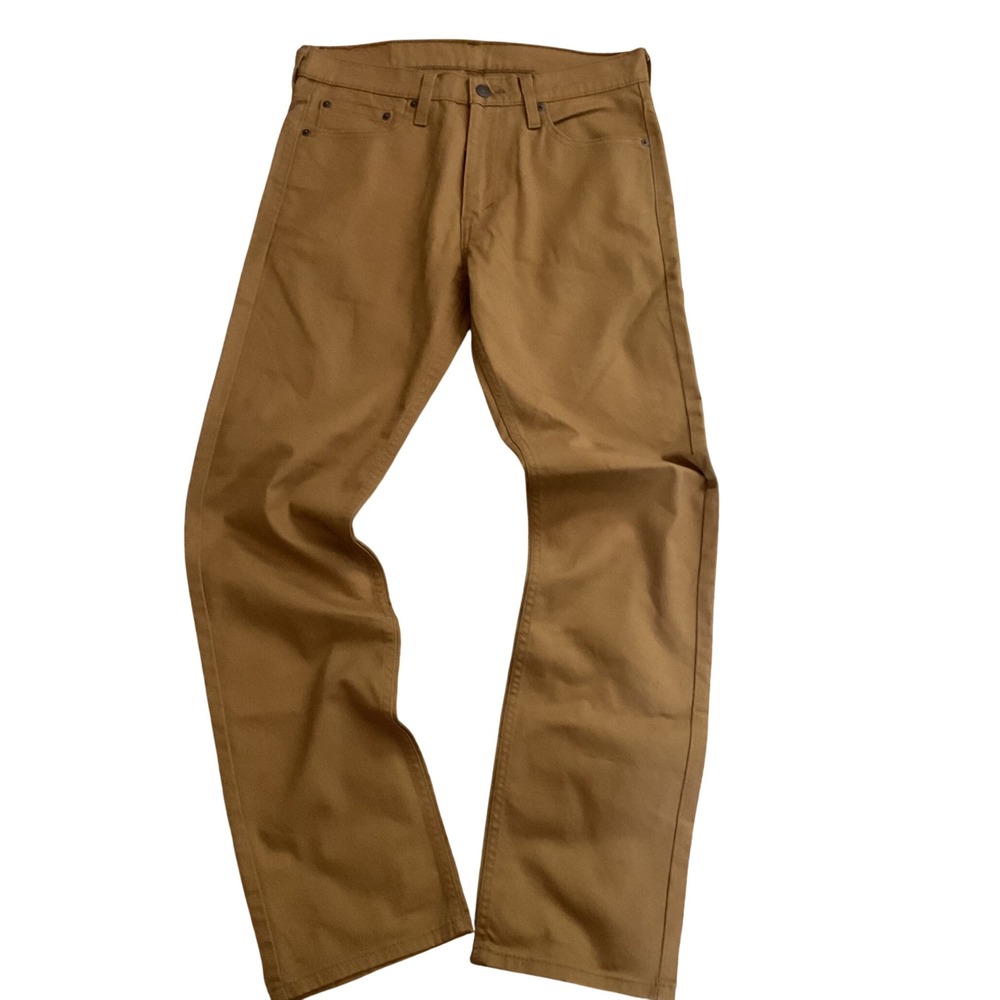Levis 513 Slim Straight Pants Mens 31x32 Brown Tobacco‎ Khaki Twill 5-Pocket
